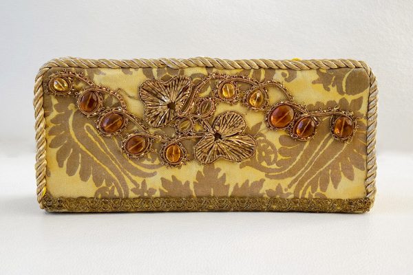 Yellow and gold fortuny clutch